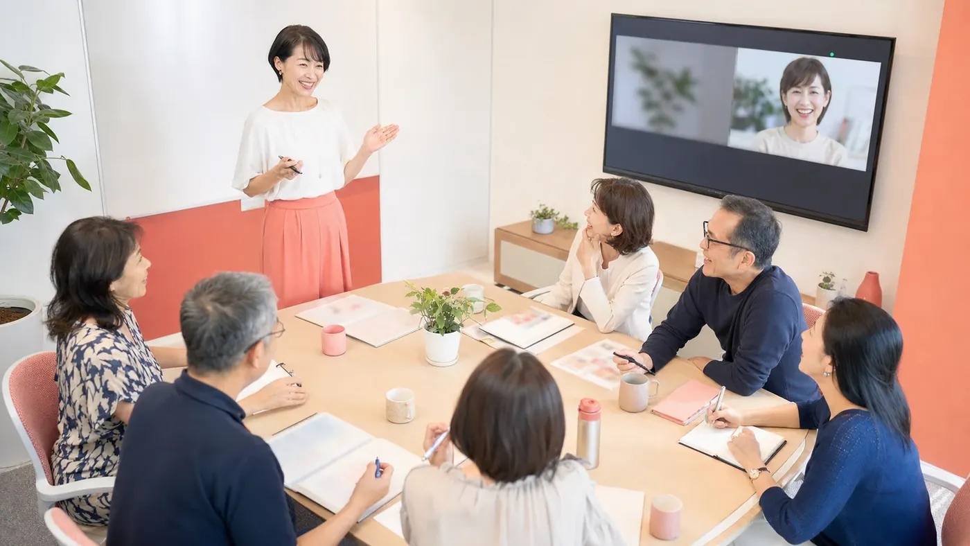 オンライン併用の少人数研修と勉強会で学ぶ仲人たちの風景